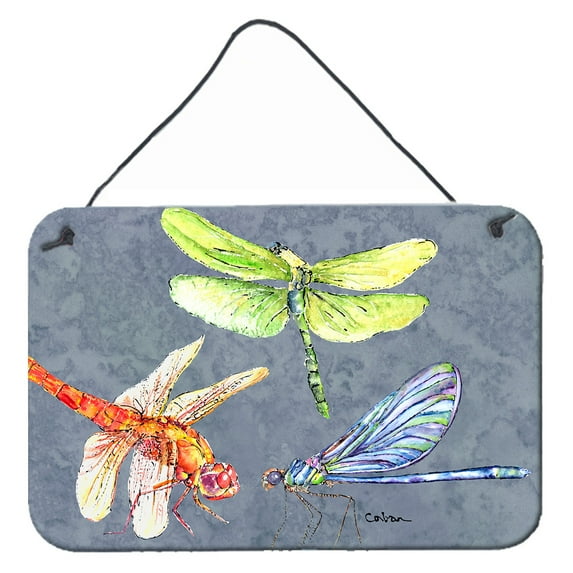 Carolines Treasures 8878DS812 Dragonfly Times Three Wall or Door Hanging Prints 8x12 multicolor
