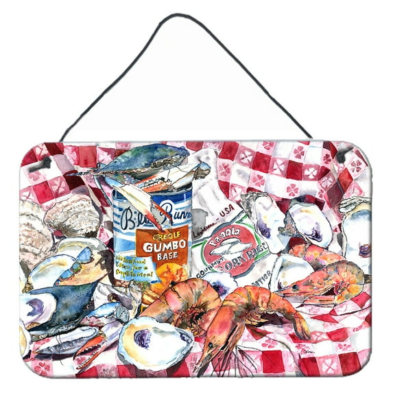 Carolines Treasures 8894DS812 Blue Runner Gumbo Receipe Aluminium Metal Wall or Door Hanging Prints 8x12 multicolor