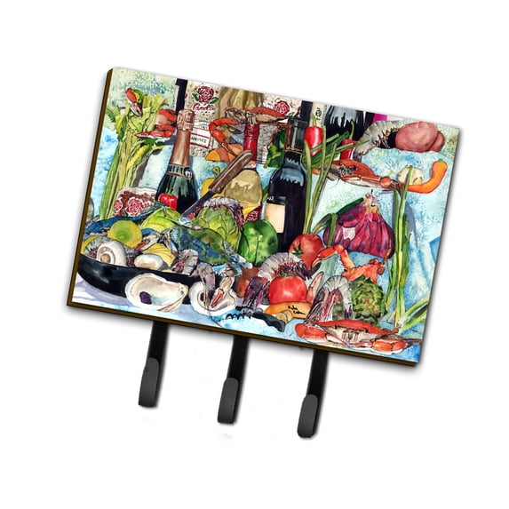 Carolines Treasures 8915TH68 Wine Crab Shrimp and Oysters Leash or Key Holder Triple multicolor