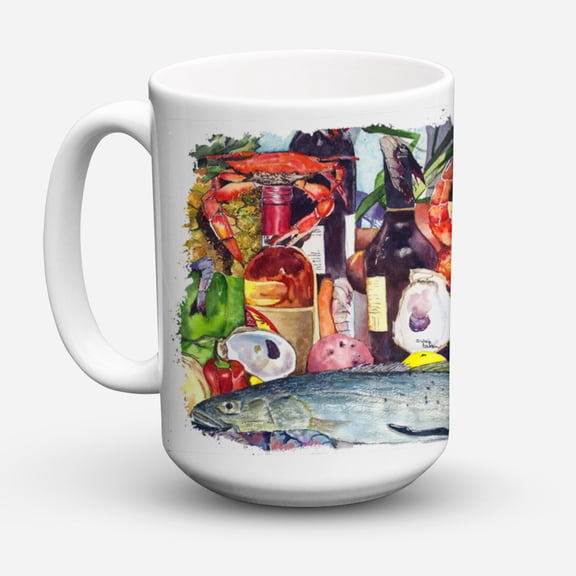 Carolines Treasures 8916CM15 Wine and Speckled Trout Coffee Mug 15 oz 15 ounce multicolor