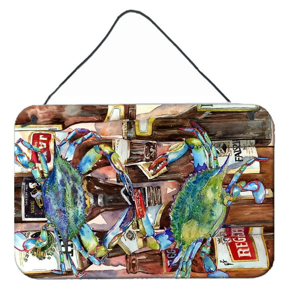 Carolines Treasures 8918DS812 Blue Crabby Orleans Beer Bottles Wall or Door Hanging Prints 8x12 multicolor