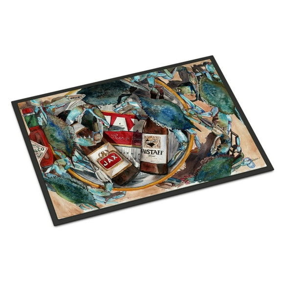 Carolines Treasures 8919JMAT  Orleans Beers and Crabs Door Mat Indoor Rug or Outdoor Welcome Mat 24x36 Doormat 24H X 36W
