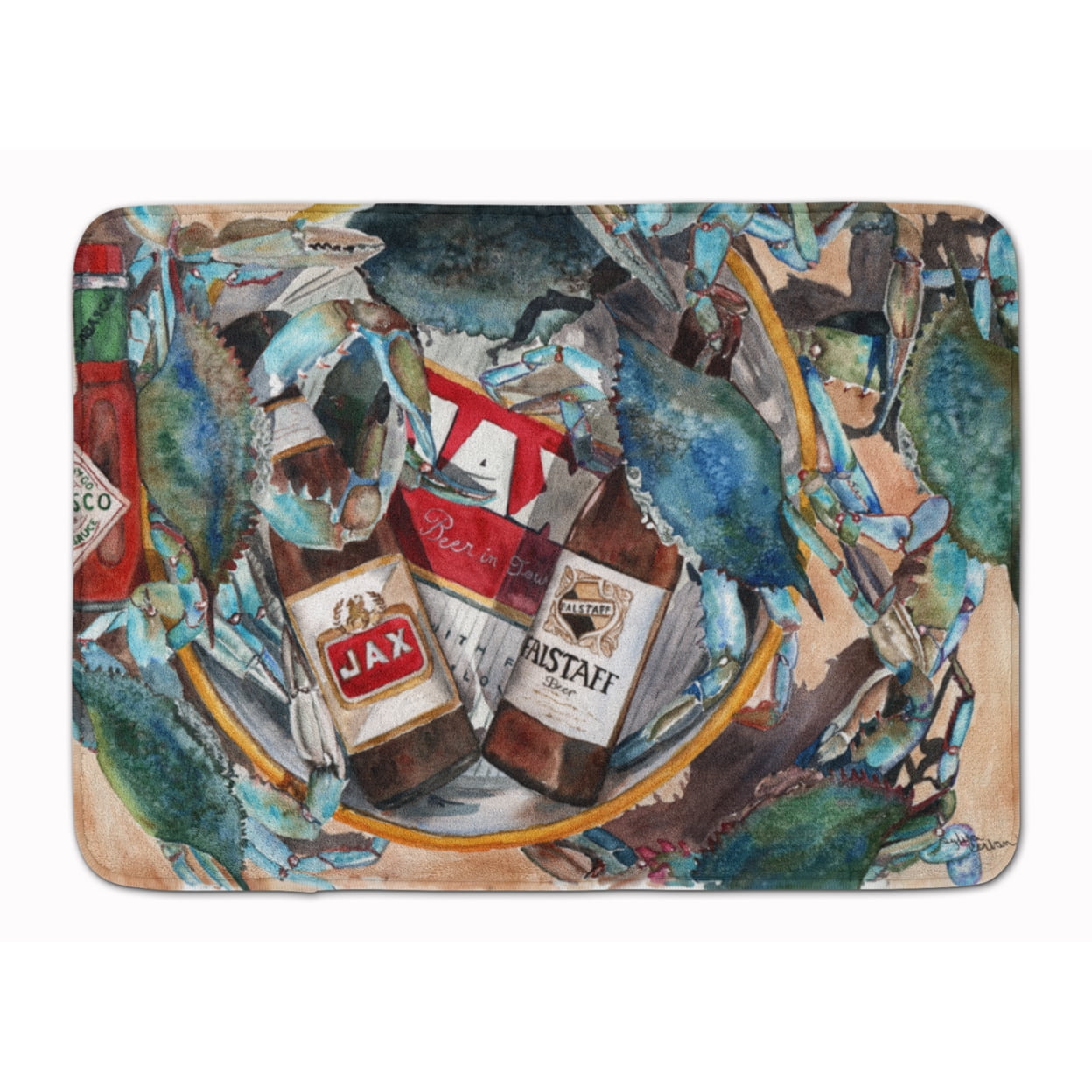 Carolines Treasures 8919RUG  Orleans Beers and Crabs Machine Washable Memory Foam Mat 19 X 27" multicolor