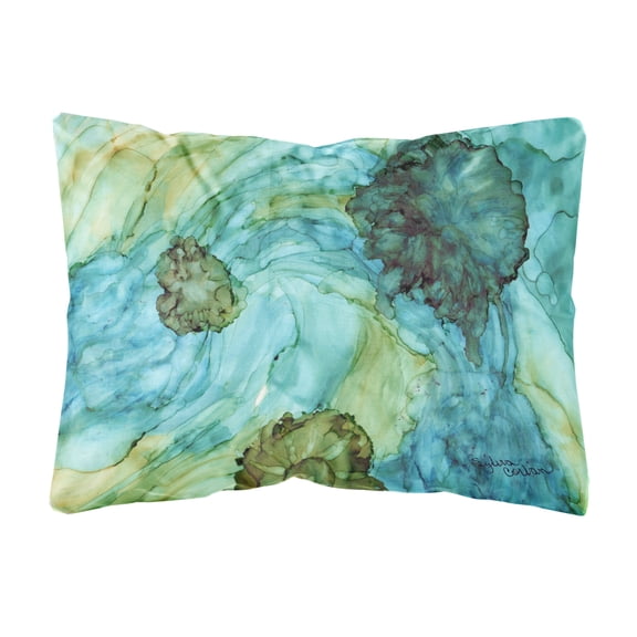Carolines Treasures 8952PW1216 Abstract in Teal Flowers Canvas Fabric Decorative Pillow , 12H x16W, multicolor