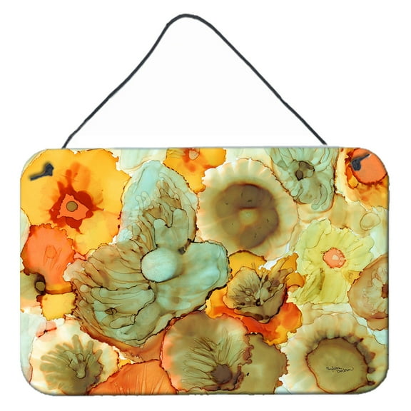 Carolines Treasures 8959DS812 Abstract Flowers Teal and orange Wall or Door Hanging Prints 8HX12W multicolor