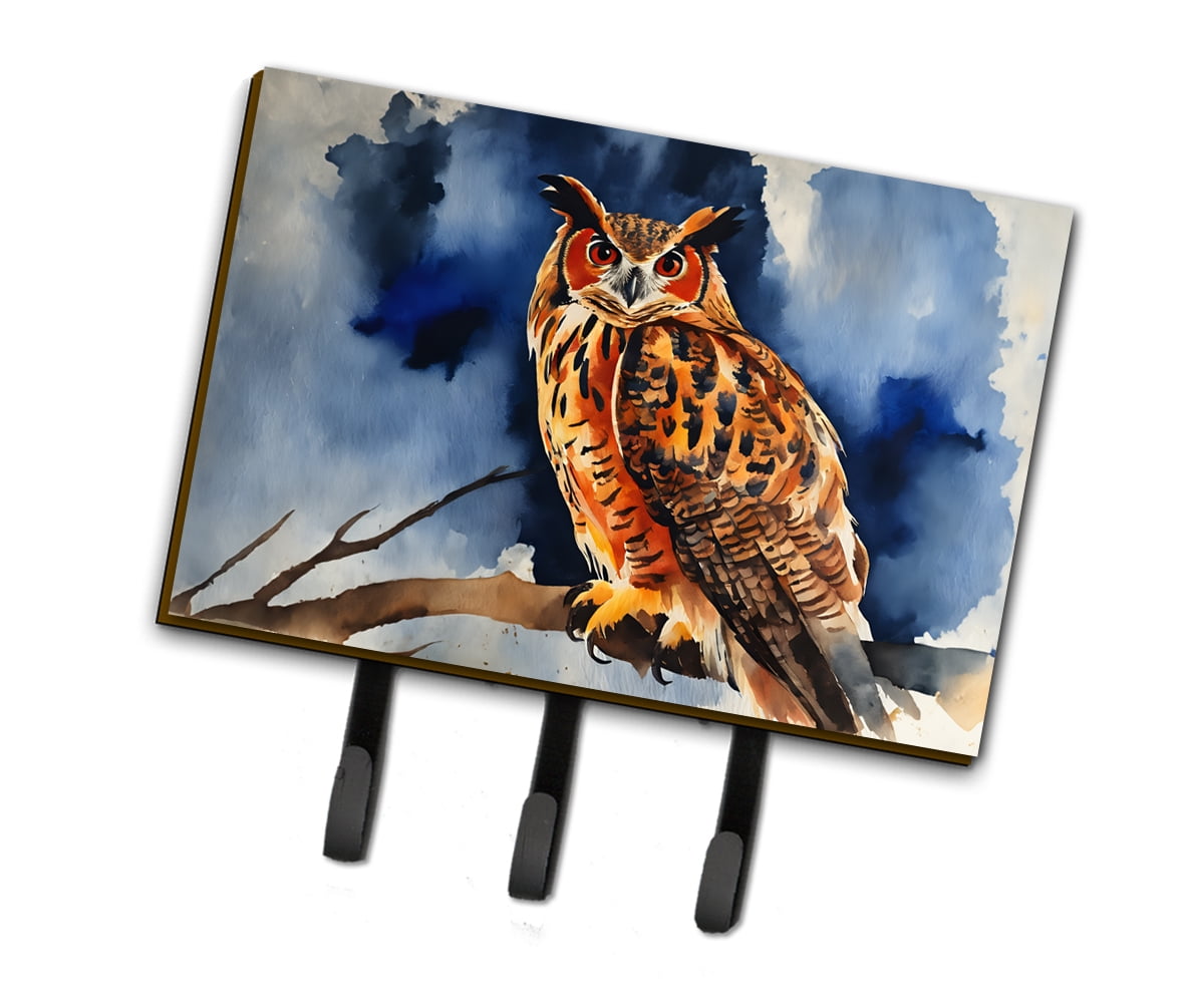 Eurasian Eagle Owl Leash or Key Holder 6 in x 9 in