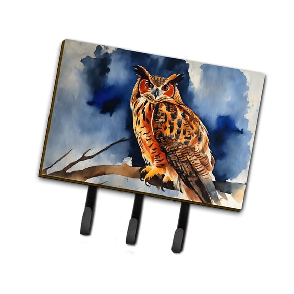 Eurasian Eagle Owl Leash or Key Holder 6 in x 9 in