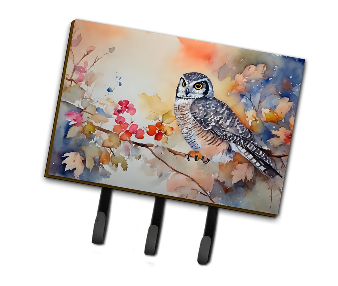 Northern Hawk Owl Leash or Key Holder 6 in x 9 in