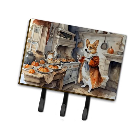 Corgi Fall Kitchen Pumpkins Leash or Key Holder 6 in x 9 in