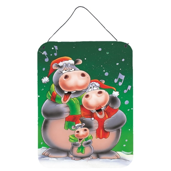Carolines Treasures AAH7195DS1216 Hippo Family Caroling Wall or Door Hanging Prints 12x16 multicolor