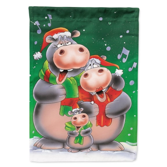 Carolines Treasures AAH7195GF Hippo Family Caroling Flag Garden Size Small multicolor