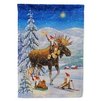 Christmas Gnome riding Reindeer Garden Flag