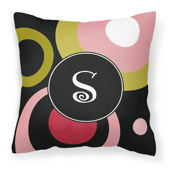 Carolines Treasures AM1001-SPW1414 Monogram - Retro in Black Decorative   Canvas Fabric Pillow AM1001 14Hx14W multicolor
