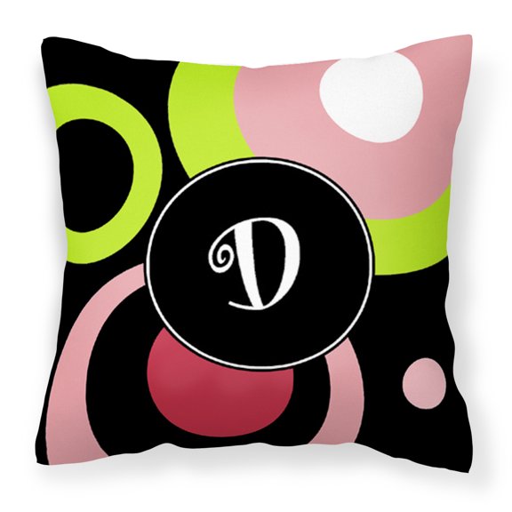 Carolines Treasures AM1002-DPW1414 Letter D Monogram - Retro in Black Fabric Decorative Pillow 14Hx14W multicolor