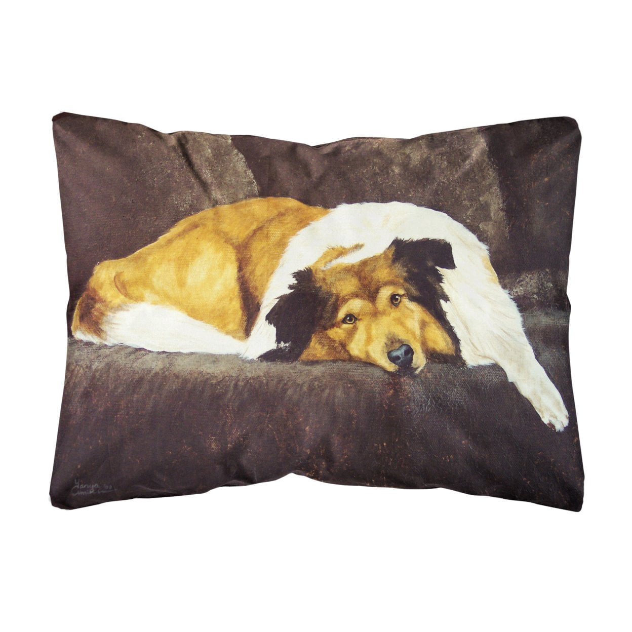 Carolines Treasures AMB1031PW1216 Collie by Tanya and Craig Amberson Fabric Decorative Pillow 12H x16W multicolor