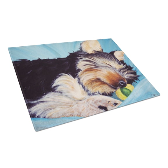 Carolines Treasures AMB1075LCB Naptime Yorkie Yorkshire Terrier Glass Cutting Board Large, 12H x 16W, multicolor