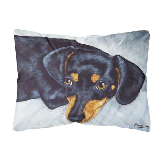 Carolines Treasures AMB1079PW1216 Black and Tan Doxie Dachshund Fabric Decorative Pillow 12H x16W multicolor