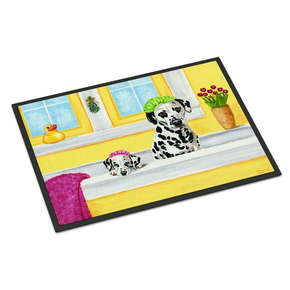 Carolines Treasures AMB1099JMAT Bath Day Dalmatian Door Mat Indoor Rug or Outdoor Welcome Mat 24x36 Doormat  36"L x 24"W