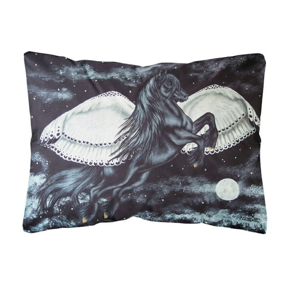 Carolines Treasures AMB1222PW1216 Black Flying Horse Fabric Decorative Pillow 12H x16W multicolor