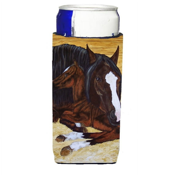 Carolines Treasures AMB1236MUK Bay Mare Foal Horse Ultra Beverage Insulators for slim cans Slim Can multicolor