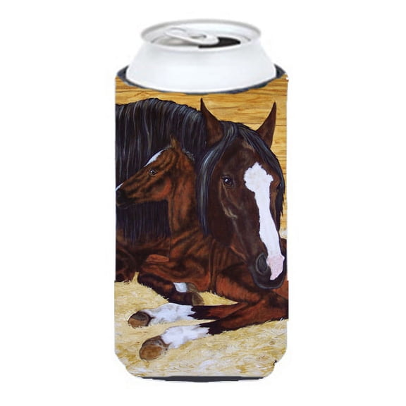 Carolines Treasures AMB1236TBC Bay Mare Foal Horse Tall Boy Beverage Insulator Hugger Tall Boy multicolor