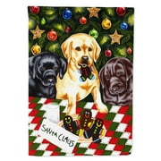 Carolines Treasures AMB1314CHF Santas Helpers in Christmas Stockings Labrador Flag Canvas House Size Large multicolor