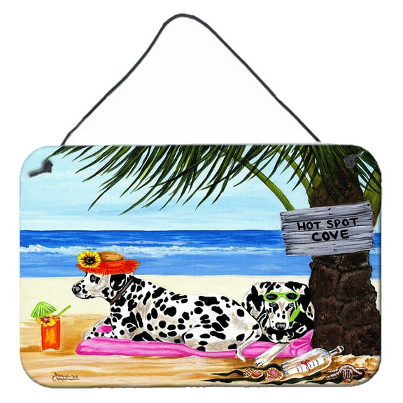 Carolines Treasures AMB1342DS812 Hot Spot Cove Beach Dalmatian Wall or Door Hanging Prints 8x12 multicolor