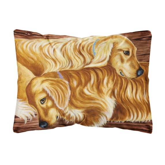 Carolines Treasures AMB1387PW1216 Zeus and Chloie the Golden Retrievers Fabric Decorative Pillow 12H x16W multicolor