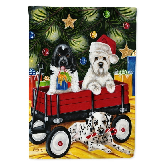 Carolines Treasures AMB1445GF Christmas Westie Newfoundland Dalmatian Flag Garden Size  Small multicolor
