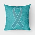 thumbnail image 1 of Carolines Treasures AN1201PW1818 Teal Ribbon for Ovarian Cancer Awareness   Canvas Fabric Decorative Pillow  18H x18W, 1 of 2