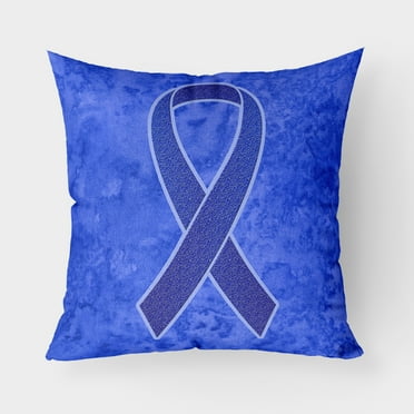 Carolines Treasures AN1202PW1818 Dark Blue Ribbon for Colon Cancer Awareness   Canvas Fabric Decorative Pillow  18H x18W