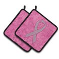 thumbnail image 1 of Carolines Treasures AN1205PTHD Pink Ribbon for Breast Cancer Awareness Pair of Pot Holders  7.5HX7.5W multicolor, 1 of 3