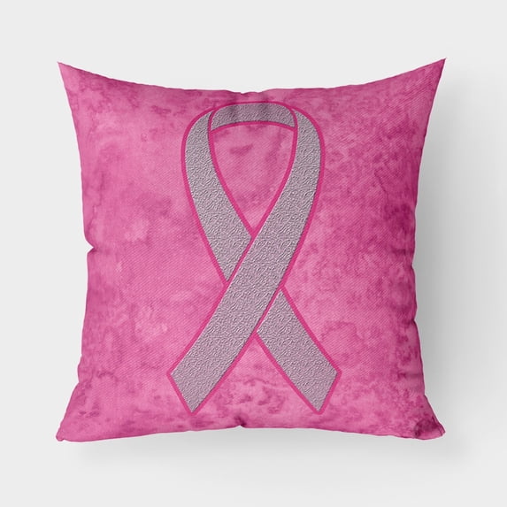 Carolines Treasures AN1205PW1818 Pink Ribbon for Breast Cancer Awareness Canvas Fabric Decorative Pillow 18H x18W