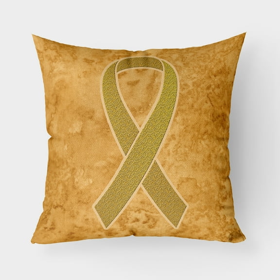 Carolines Treasures AN1209PW1818 Gold Ribbon for Childhood Cancers Awareness   Canvas Fabric Decorative Pillow  18H x18W