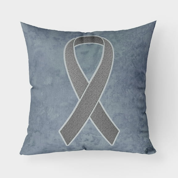 Carolines Treasures AN1211PW1414 Grey Ribbon for Brain Cancer Awareness   Canvas Fabric Decorative Pillow  14Hx14W