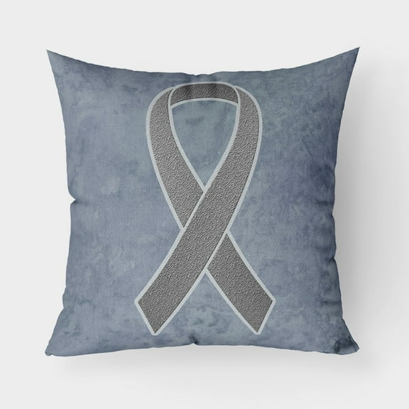Carolines Treasures AN1211PW1818 Grey Ribbon for Brain Cancer Awareness Canvas Fabric Decorative Pillow 18H x18W
