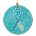 thumbnail image 1 of Carolines Treasures AN1215CO1 Teal and White Ribbon for Cervical Cancer Awareness Ceramic Ornament  3 in multicolor, 1 of 3