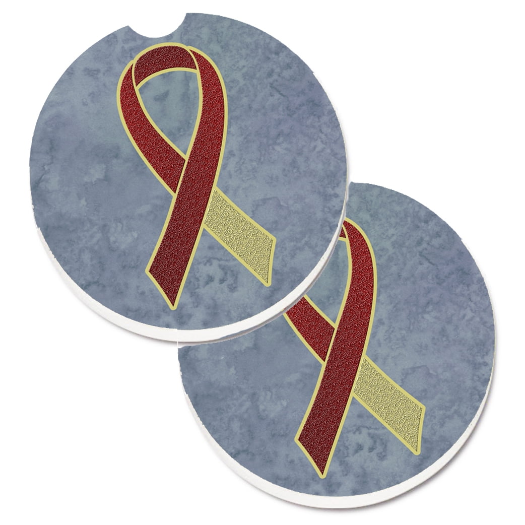 Head or Neck Cancer Ribbon (White-Burgundy) - Pack of 10