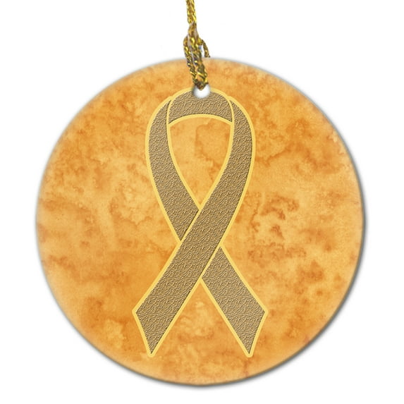 Carolines Treasures AN1219CO1 Peach Ribbon for Uterine Cancer Awareness Ceramic Ornament 3 in multicolor