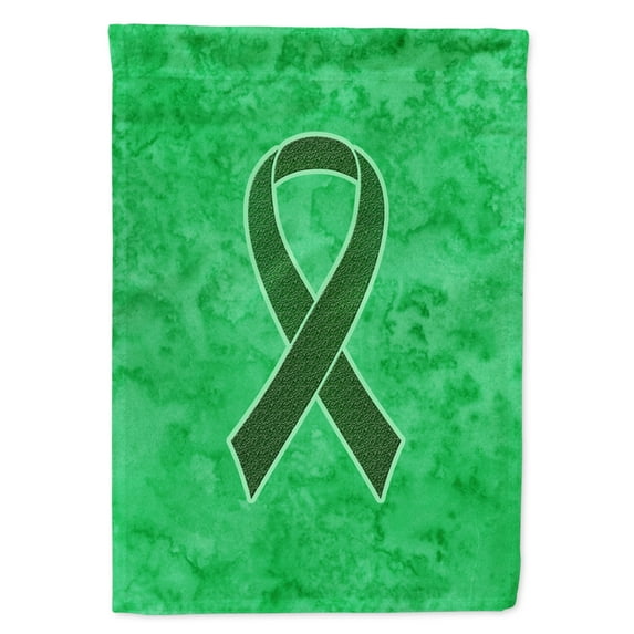 Carolines Treasures AN1221CHF Emerald Green Ribbon for Liver Cancer Awareness Flag Canvas House Size Large multicolor