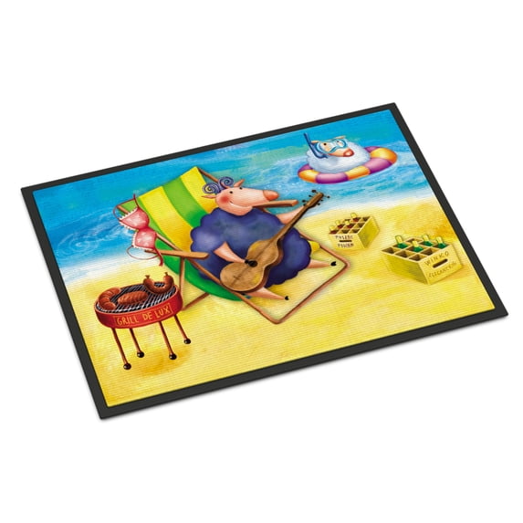 Carolines Treasures APH0079JMAT Pig Sunbathing on the Beach Door Mat Indoor Rug or Outdoor Welcome Mat 24x36 Doormat