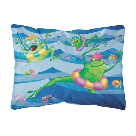 Carolines Treasures APH0089PW1216 Frogs Swimming Fabric Decorative Pillow  12H x16W multicolor