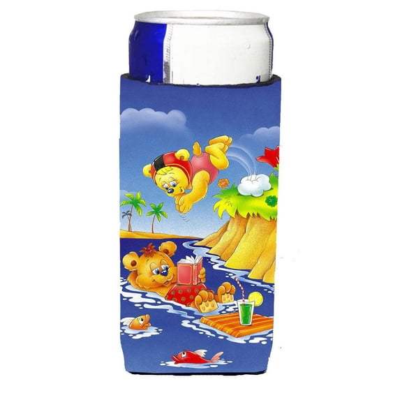 Carolines Treasures APH0240MUK Teddy Bears Swimming and Diving Michelob Ultra beverage insulators for slim cans Slim