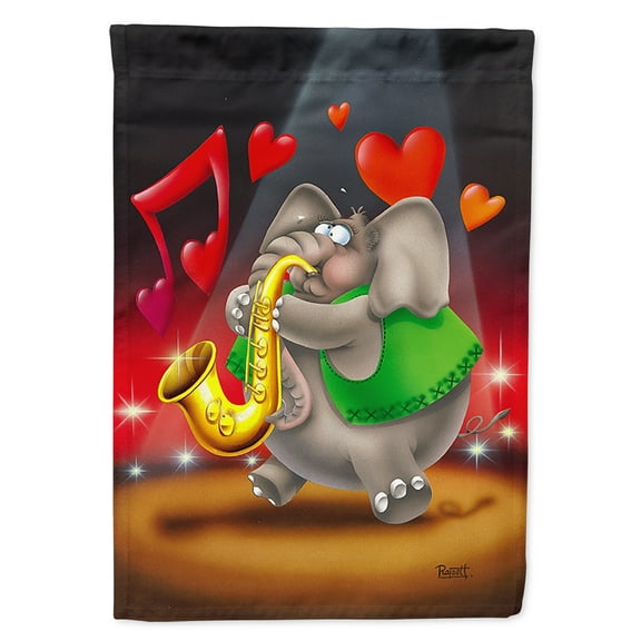 Carolines Treasures APH0250CHF Elephant playing the Saxaphone Flag Canvas House Size Large multicolor