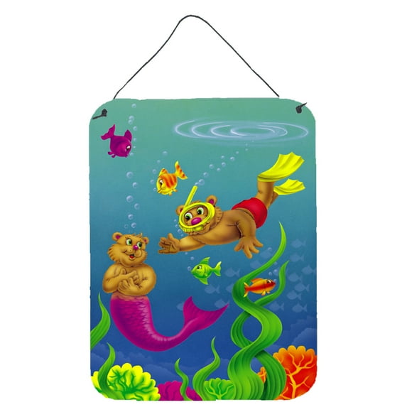 Carolines Treasures APH0414DS1216 Teddy Bear Mermaid and Diver Wall or Door Hanging Prints 12x16 multicolor