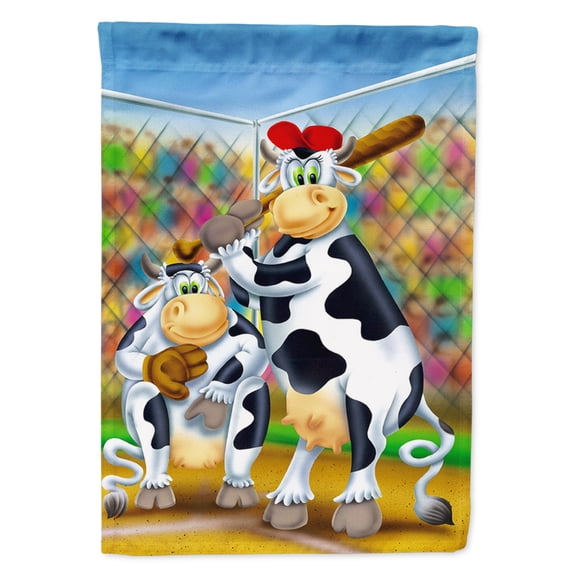 Cow playing Baseball Flag Canvas House Size