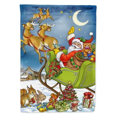 Carolines Treasures APH4570CHF Christmas Santa taking Off Flag Canvas House Size  Large multicolor