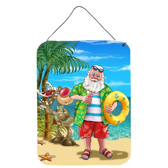 Carolines Treasures APH5150DS1216 Beach Christmas Santa Claus Swimming Wall or Door Hanging Prints 12x16 multicolor