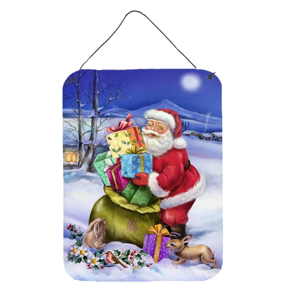Carolines Treasures APH6556DS1216 Christmas Santa Claus with Rabbits Wall or Door Hanging Prints 12x16 multicolor