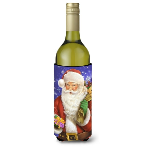 Carolines Treasures APH7595LITERK Christmas Santa Claus Ready to Work Wine Bottle Beverage Insulator Hugger Wine Bottle